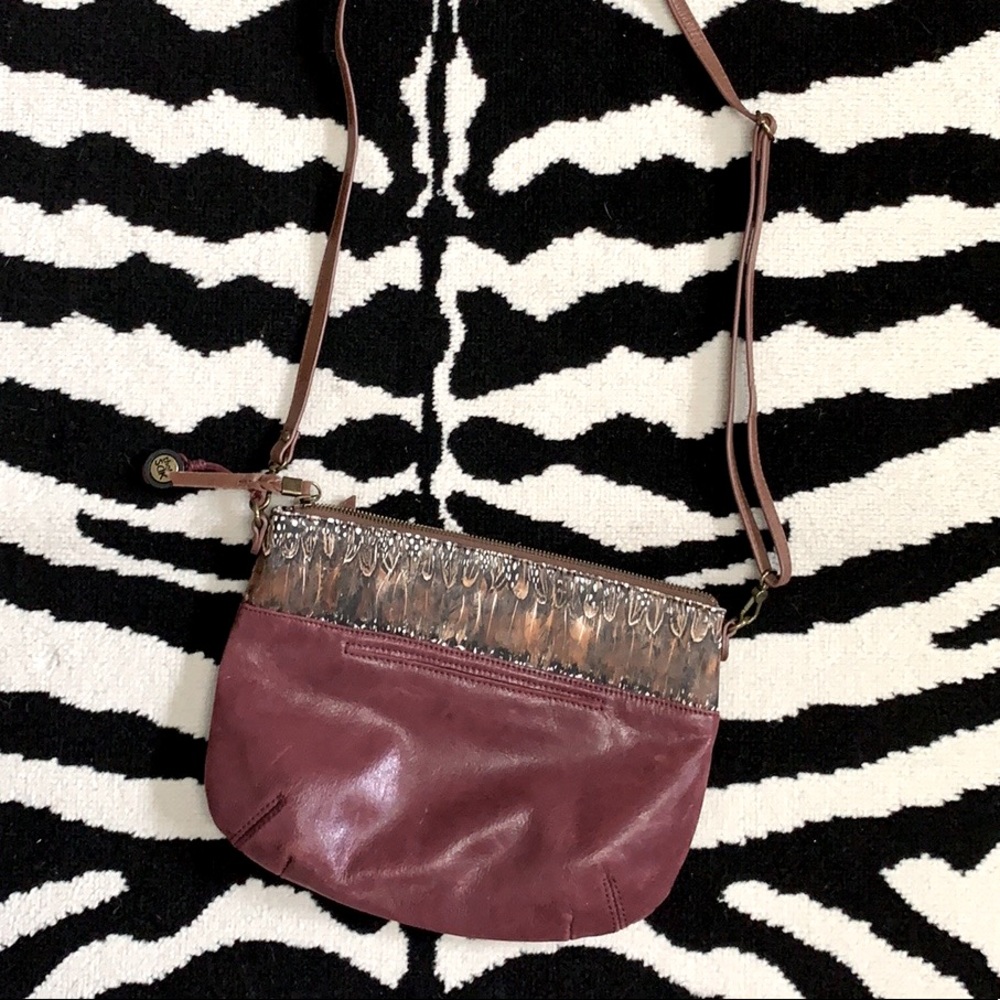 The Sack Oleta Leather Boho Burgundy Crossbody Bag